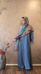 Grey Teal Meadow Closed Abaya
