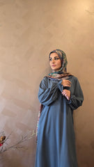 Grey Teal Meadow Closed Abaya