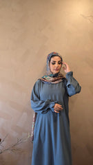 Grey Teal Meadow Closed Abaya