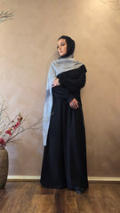 Black Gathered Sleeves Closed Abaya