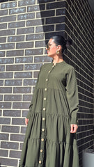 Dark Olive Cascade Abaya