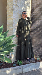 Dark Olive Cascade Abaya
