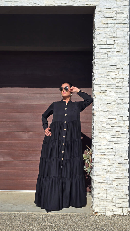 Black Cascade Abaya