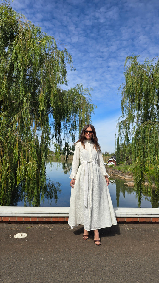 Ivory Whisper Regency Lace Dress