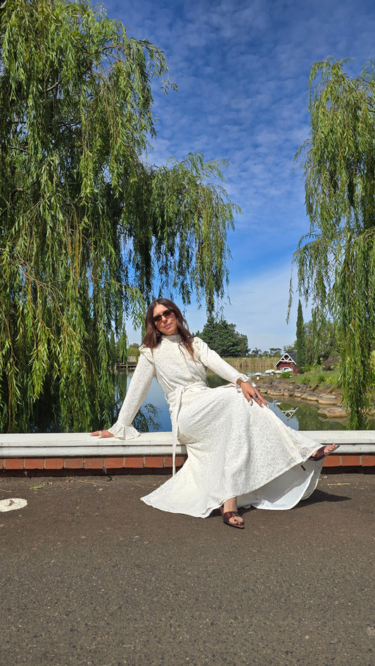 Ivory Whisper Regency Lace Dress
