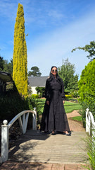 Noir Bloom Lace Tiered Dress