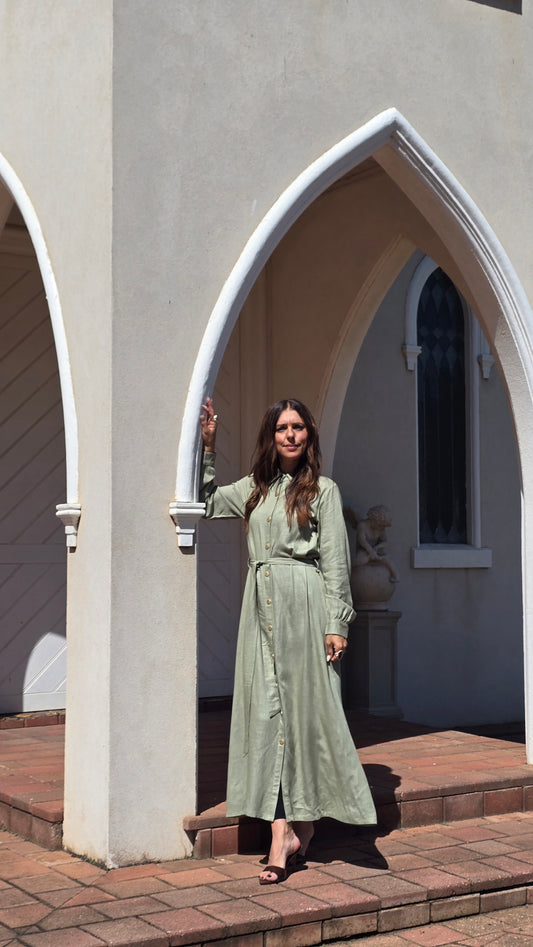 The Aurelia Mint Linen Dress