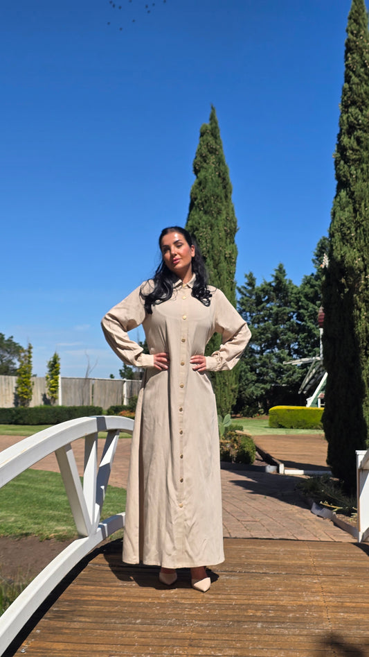 The Aurelia Beige Linen Dress