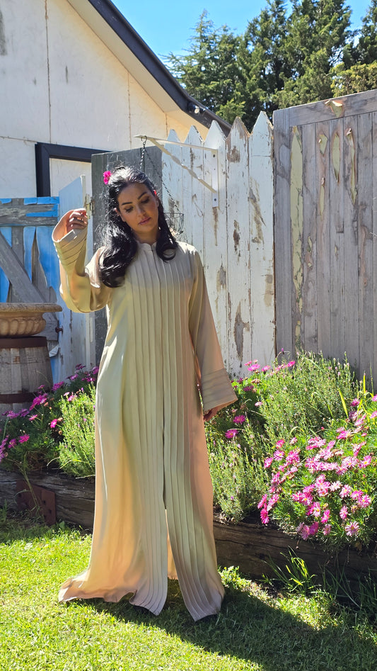 Cream Pleated Grace Abaya