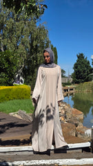 Cream Pleated Grace Abaya