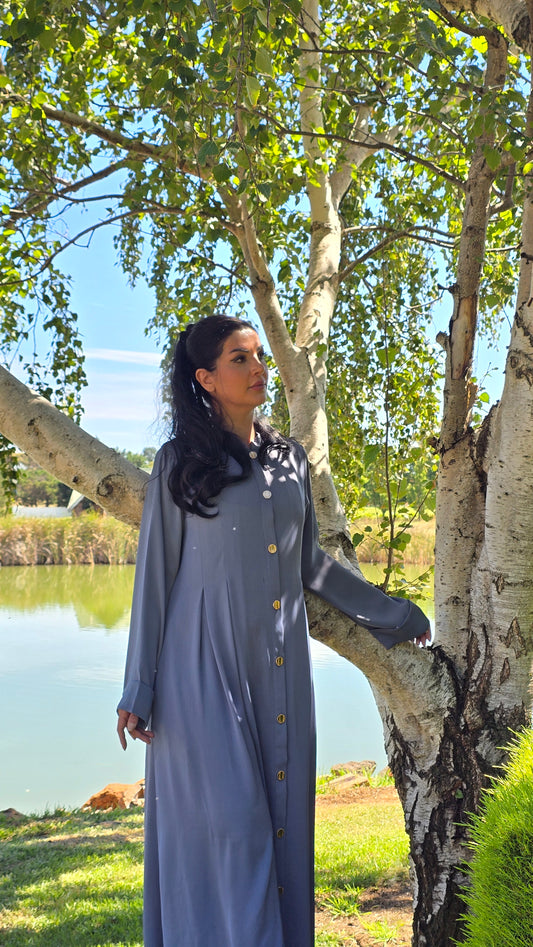Bluish Grey Regal Fold Abaya