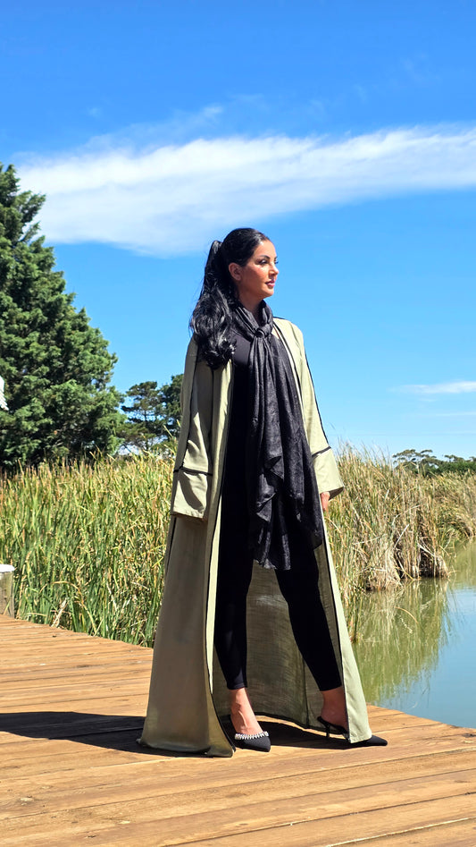 Sage Mist Grace Open Abaya