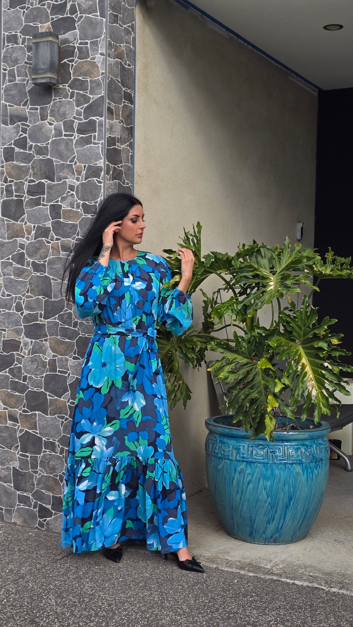 Aqua Garden Maxi Dress