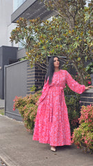 Coral Bloom Tiered Dress