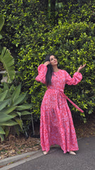 Coral Bloom Tiered Dress