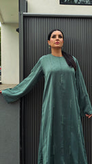 Teal Green Gleam Beaded Abaya
