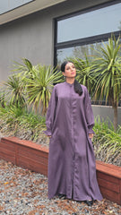 Classic Dusty Plum Abaya With Elastic Cuffs