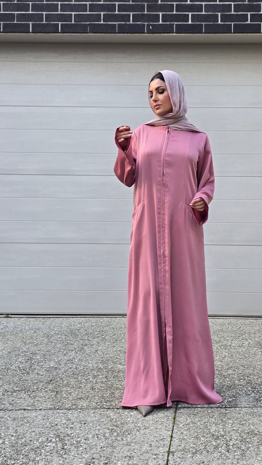 Dusty Rose Zip Abaya