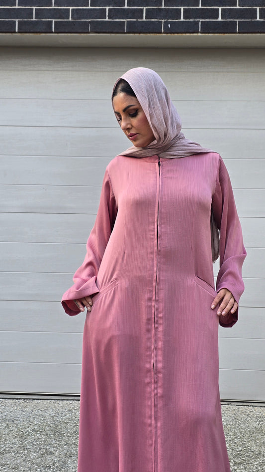 Dusty Rose Zip Abaya