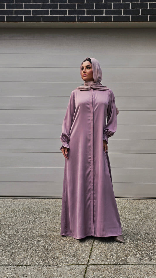 Classic Dusty Rose Abaya With Elastic Cuffs
