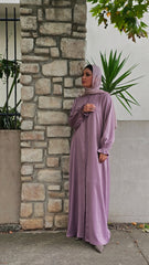 Classic Dusty Rose Abaya With Elastic Cuffs
