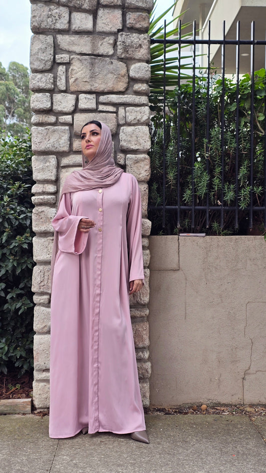 Blush Gold Button Abaya