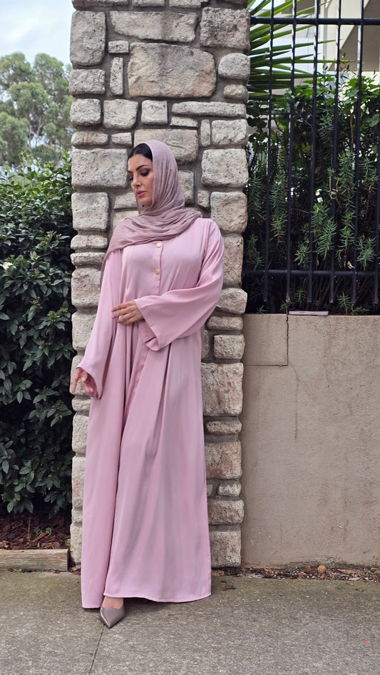 Blush Gold Button Abaya