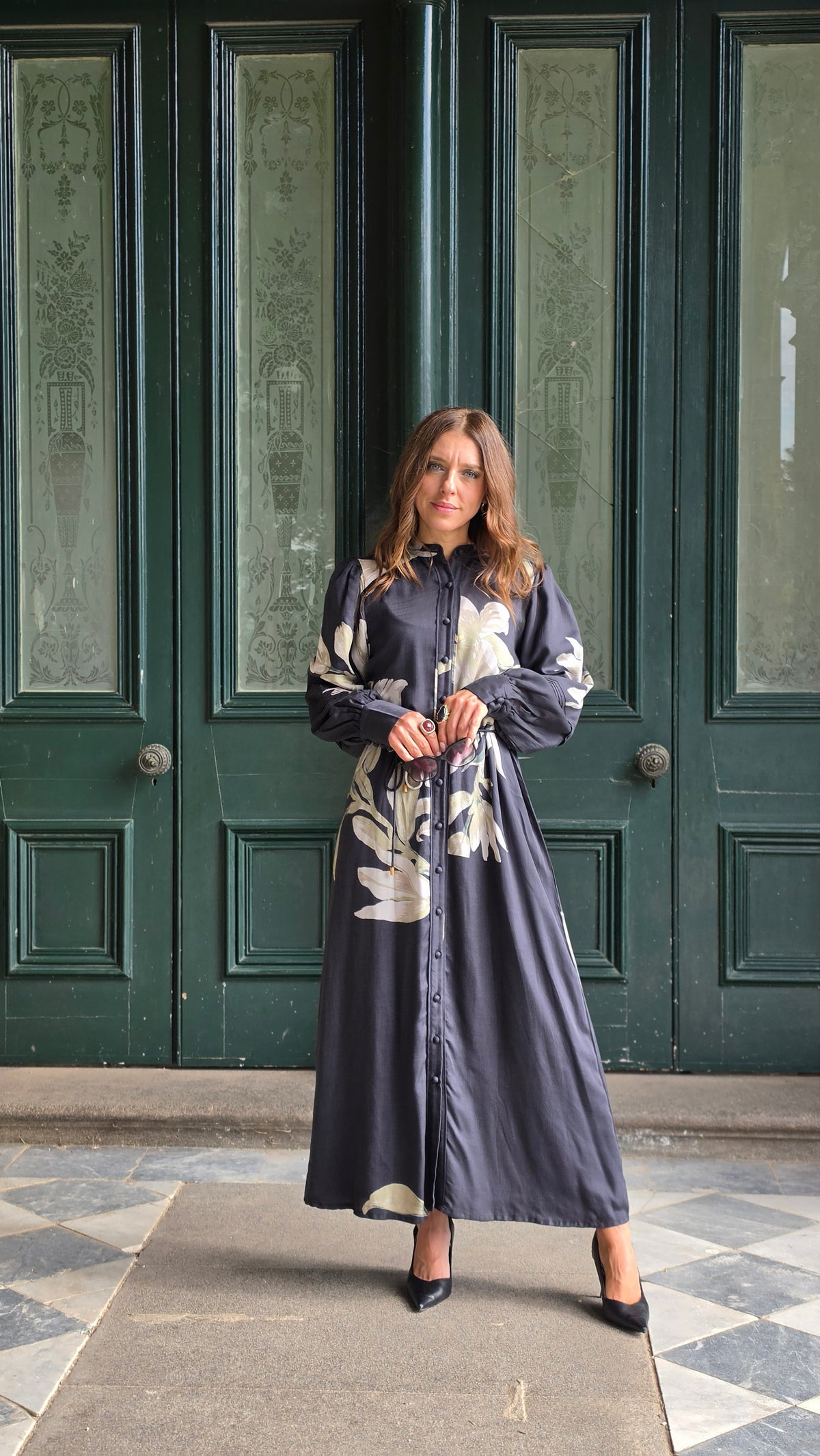 The Noir Petal Manor Dress