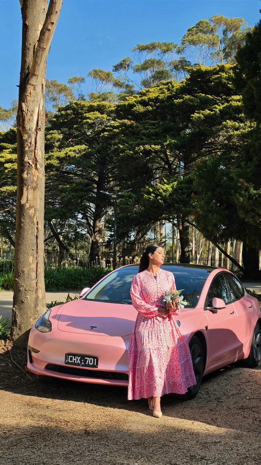 Blush Mosaic Lace Tiered Dress