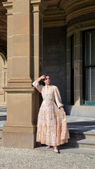 Peach Blossom Lace Tiered Dress