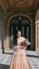 Peach Blossom Lace Tiered Dress