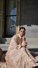 Peach Blossom Lace Tiered Dress