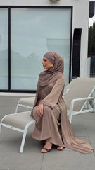 Mud Brown Lace Abaya Set