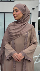 Mud Brown Lace Abaya Set