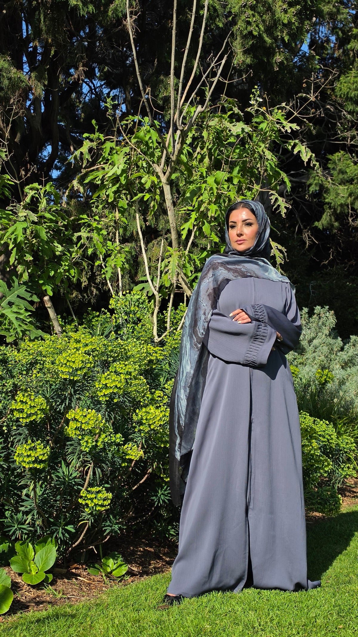 Dark Grey Statement Sleeve Abaya