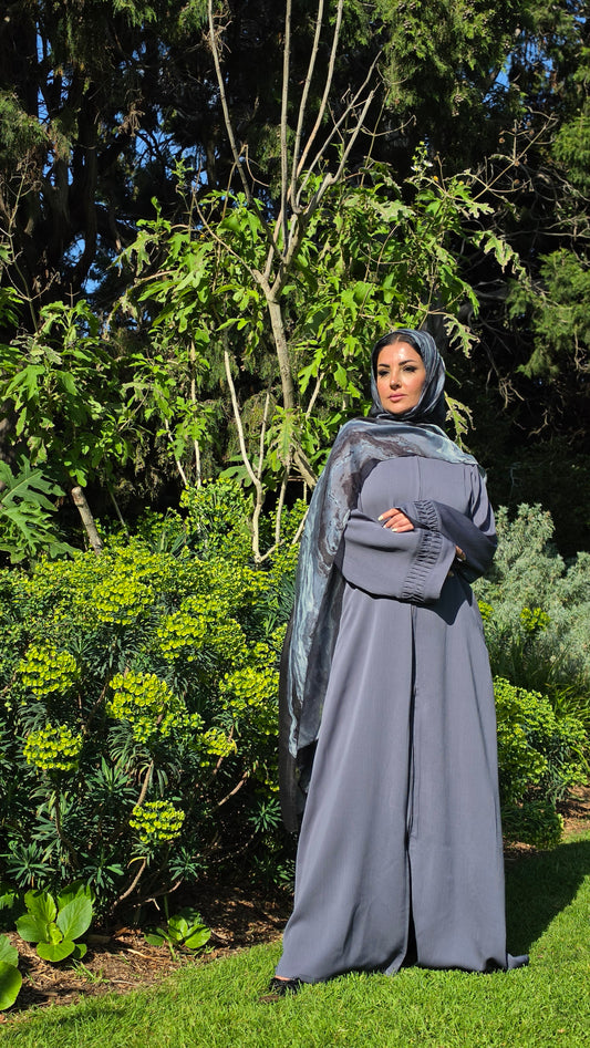 Dark Grey Statement Sleeve Abaya