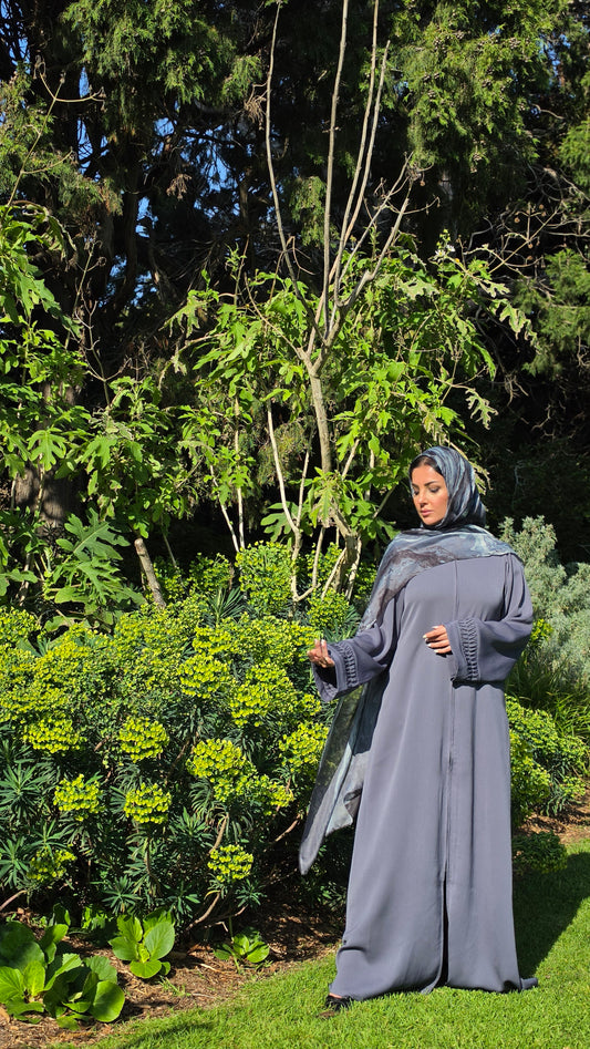 Dark Grey Statement Sleeve Abaya