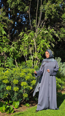 Dark Grey Statement Sleeve Abaya