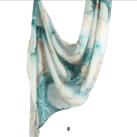 Ocean Marble Printed Modal Hijab