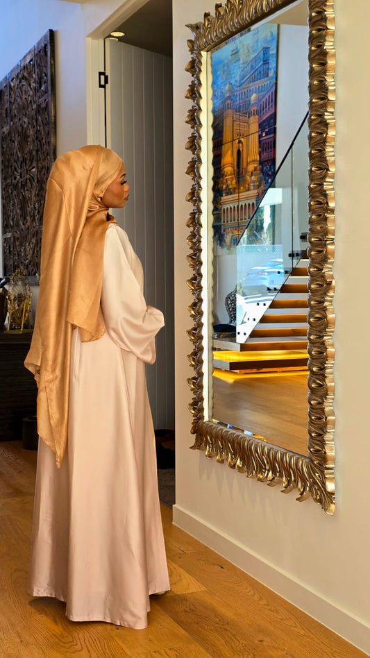 Golden Glow Ombre Satin Abaya Set