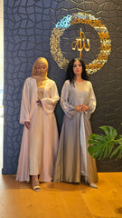 Golden Glow Ombre Satin Abaya Set