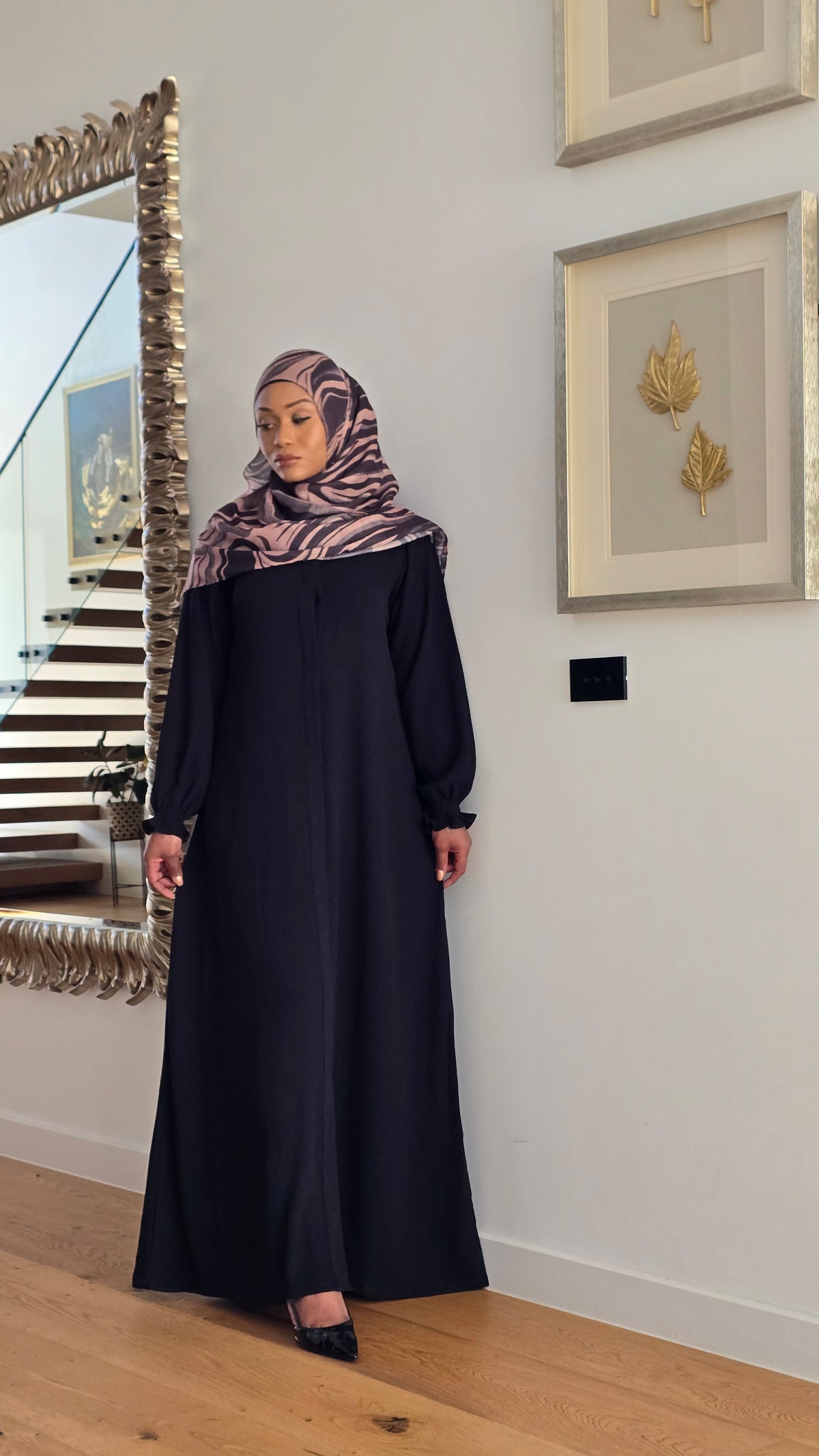 Classic Black Front Open Abaya