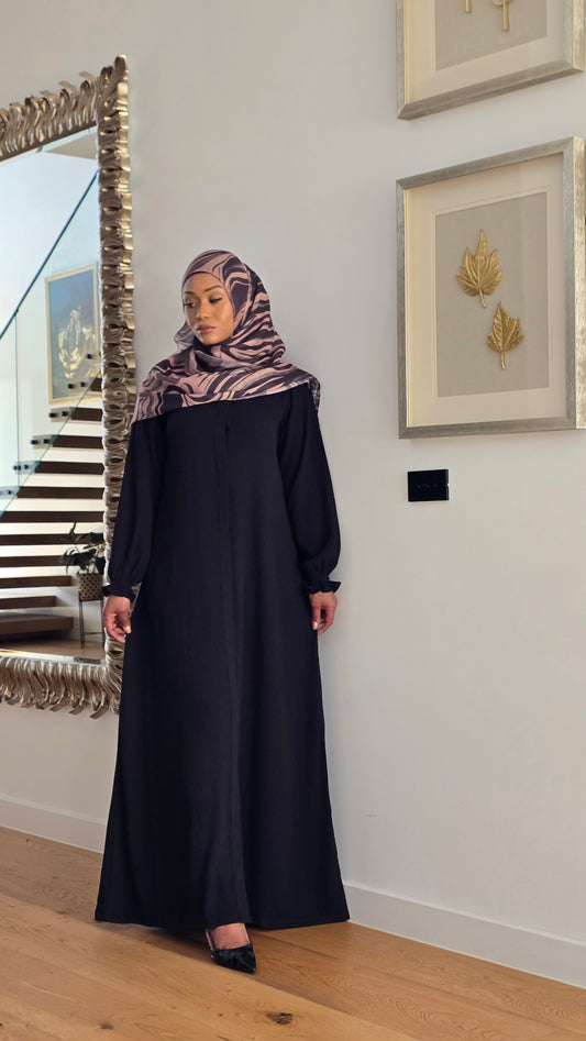 Classic Black Front Open Abaya