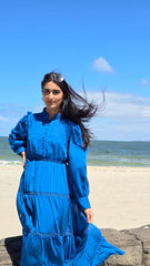 Cobalt Blue Lace Tiered Dress