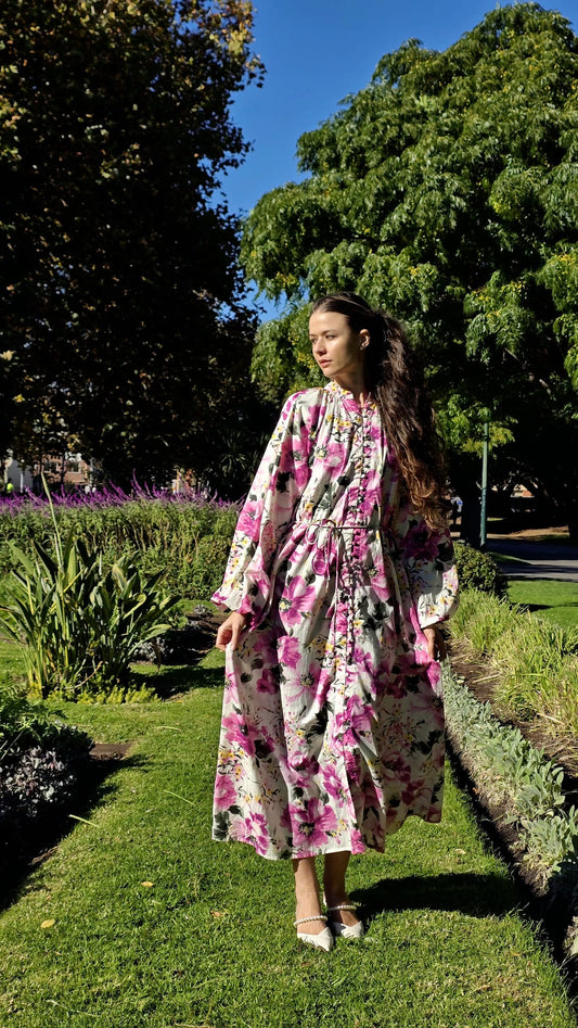 Pink Bloom Garden Maxi Dress