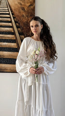 Snowfall Grace Satin Tiered Dress