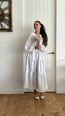 Snowfall Grace Satin Tiered Dress