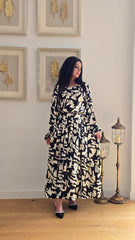 Black and White Geometrical Satin Tiered Dress