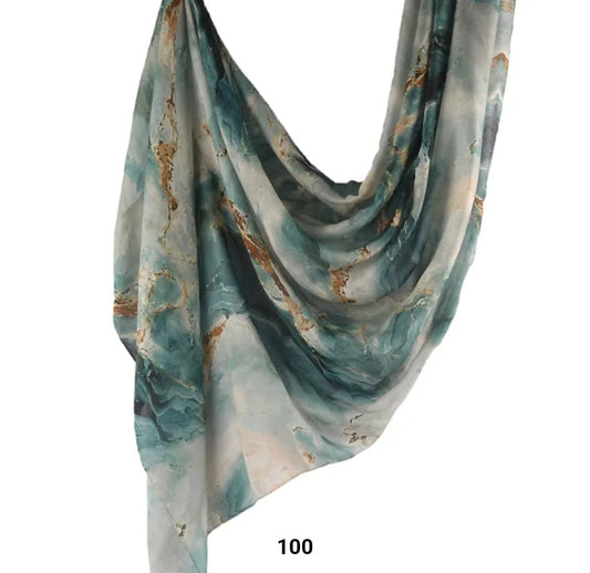 Azure Marble Printed Modal Hijab