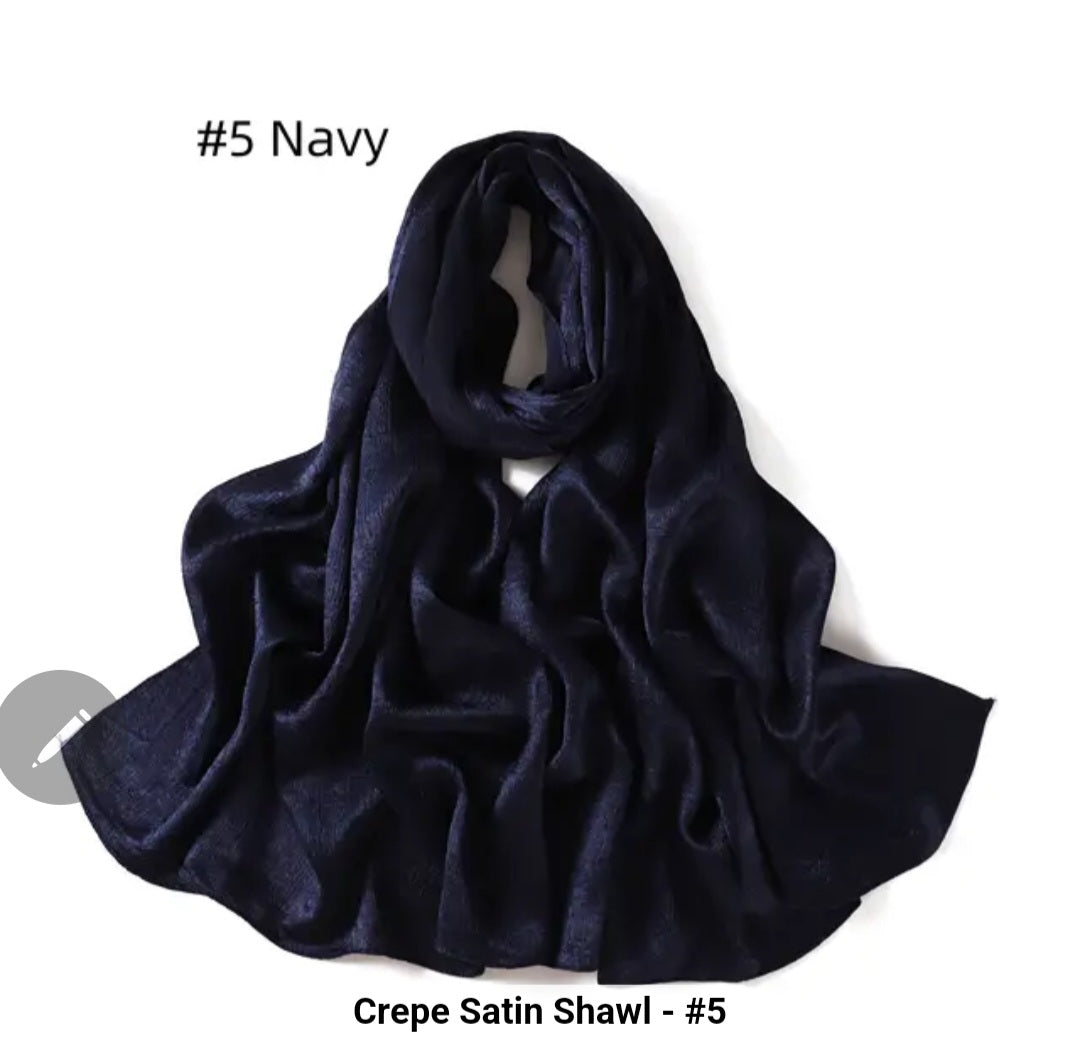 Navy Textured Satin Hijab